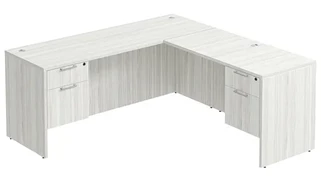 L Shaped Double Pedestal Desks PBD Furniture L-Desk 72in W x 72in D with 2 Hanging Pedestals