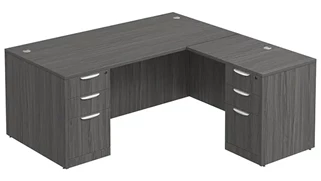 L Shaped Double Pedestal Desks PBD Furniture L-Desk 66in W x 72in D with Double 3 Drawer Pedestals