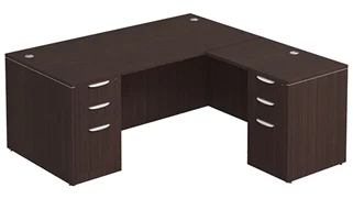 L Shaped Double Pedestal Desks PBD Furniture L-Desk 66in W x 78in D with Double 3 Drawer Pedestals