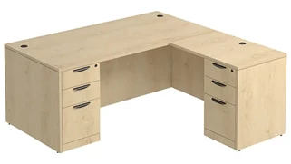 L Shaped Double Pedestal Desks PBD Furniture L-Desk 71in W x 72in D with Double 3 Drawer Pedestals