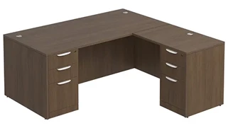 L Shaped Double Pedestal Desks PBD Furniture L-Desk 60in W x 60in D with 3 Drawer Pedestal