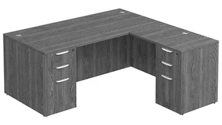 L Shaped Double Pedestal Desks PBD Furniture L-Desk 60in W x 66in D with Double 3 Drawer Pedestals