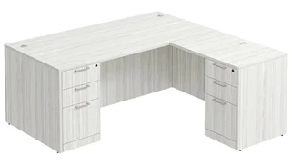 L Shaped Double Pedestal Desks PBD Furniture L-Desk 60in W x 72in D with Double 3 Drawer Pedestals