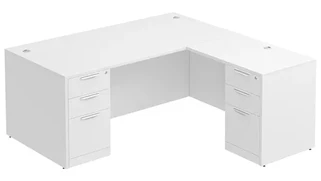 L Shaped Double Pedestal Desks PBD Furniture L-Desk 60in W x 78in D with Double 3 Drawer Pedestals