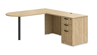 L Shaped Single Pedestal Desks PBD Furniture 66in x 72in Single Box/Box/File Pedestal L-Desk