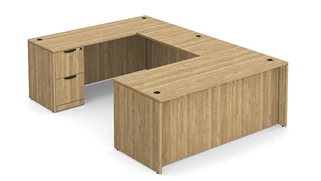 U Shaped Double Pedestal Desks PBD Furniture U-Desk 60in W x 102in D with Double 2 Drawer Pedestals
