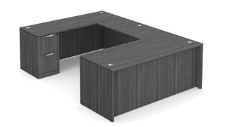 U Shaped Double Pedestal Desks PBD Furniture U-Desk 66in W x 96in D with Double 2 Drawer Pedestals