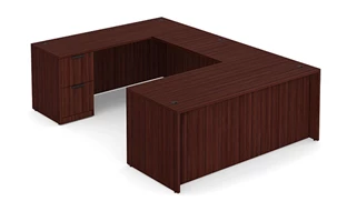 U Shaped Double Pedestal Desks PBD Furniture U-Desk 71in W x 90in D with Double 2 Drawer Pedestals