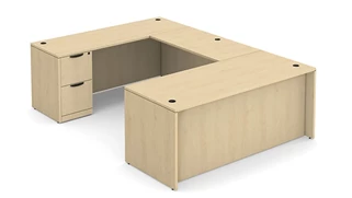 U Shaped Double Pedestal Desks PBD Furniture U-Desk 71in W x 96in D with Double 2 Drawer Pedestals and Wire Grommets