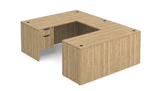U Shaped Double Pedestal Desks PBD Furniture U-Desk 60in W x 90in D with Double Hanging Pedestals