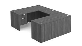 U Shaped Double Pedestal Desks PBD Furniture U-Desk 60in W x 102in D with Double Hanging Pedestals