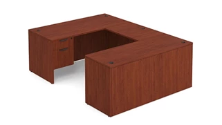 U Shaped Double Pedestal Desks PBD Furniture U-Desk 60in W x 96in D with Double Hanging Pedestals