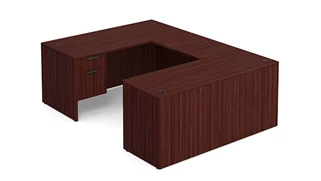 U Shaped Double Pedestal Desks PBD Furniture U-Desk 66in W x 102in D with Double Hanging Pedestals