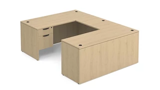 U Shaped Double Pedestal Desks PBD Furniture U-Desk 71in W x 90in D with Double Hanging Pedestals