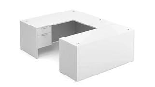 U Shaped Double Pedestal Desks PBD Furniture U-Desk 71in W x 102in D with Double Hanging Pedestals