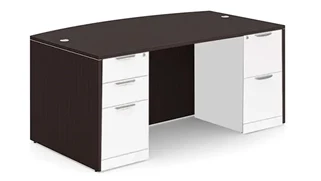 Stand-Alone Double Pedestal Desks PBD Furniture 72in Two Tone Double Pedestal Bow Front Desk