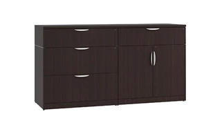 Combo Credenzas PBD Furniture Combo Storage - Lateral Credenza with Wood Doors and Drawers