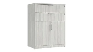 Low Storage Cabinets PBD Furniture Wood Door Storage Cabinet with Double Stack Drawer
