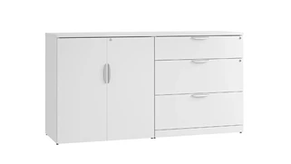 Combo Credenzas PBD Furniture Combo Tall Wood Storage - Lateral Credenza with Drawer
