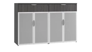Combo Credenzas PBD Furniture Double Tall Glass Door Storage with Drawers