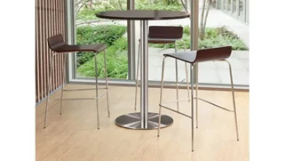 Cafeteria Tables PBD Furniture 36in Round Cafe Height Table with Brushed Aluminum Base