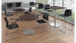 Cafeteria Tables PBD Furniture 36in Square Cafe Height Table with Brushed Aluminum Base