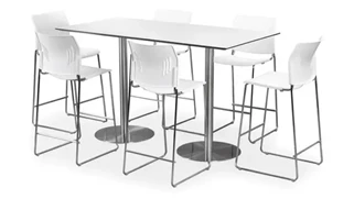 Cafeteria Tables PBD Furniture 30in x 60in Rectangular Cafe Height Table with Brushed Aluminum Base