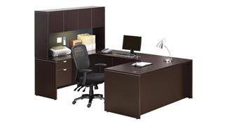 U Shaped Desks Office Source 66in x 101in Single Hanging Pedestal U-Shaped Desk with Hutch