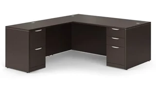 L Shaped Double Pedestal Desks PBD Furniture 60in x 72in Double Pedestal L-Shaped Desk