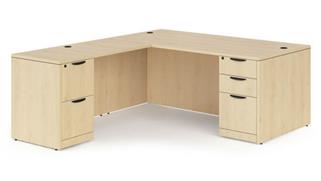 L Shaped Desks Office Source 66in x 72in Double Pedestal L-Shaped Desk