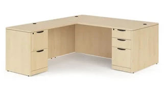 L Shaped Double Pedestal Desks PBD Furniture 66in x 72in Double Pedestal L-Shaped Desk