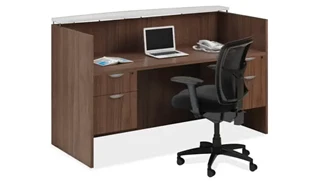 Reception Stand-Alone Desk PBD Furniture Double Hanging Pedestal Reception Desk with Glass Counter