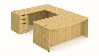 U Shaped Desks Office Source Furniture 72in x 118in Single BBF Pedestal, Bow Front U-Desk