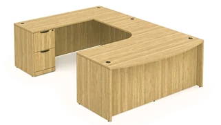 U Shaped Desks Office Source Furniture 72in x 114in Single FF Pedestal, Bow Front U-Desk with Extension