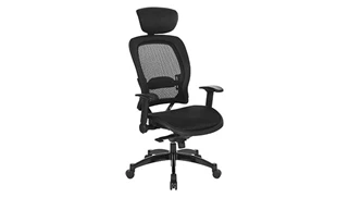 Ergonomic Task Chairs WFB Designs Mid Back Leather Trimmed Back All Mesh Office Chair with Flip Arms and Headrest