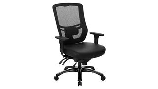 Ergonomic Task Chairs WFB Designs Ventilated Mesh Back Big and Tall Chair with Black Polyurethane Seat