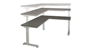 Standing Desks - Electronically Adjustable WFB Designs 60in x 72in Height Adjustable L-Desk with 3 Stage Motor