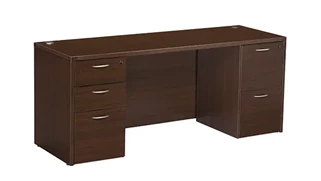 Stand-Alone Double Pedestal Desks WFB Designs 66in x 24in Double Pedestal Credenza Desk