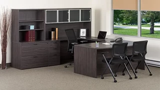 U Shaped Desks with Hutch WFB Designs Bow Front U-Desk Suite with hutches and Files