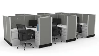 Cubicles WFB Designs 53in H 6-Person Double Ped and Fabric Panel Cubicles - Powered