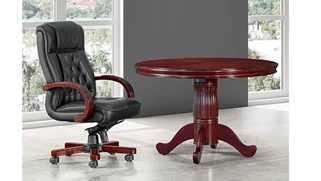 Conference Tables WFB Designs 48in Round Wood Veneer Conference Table with Queen Anne Base