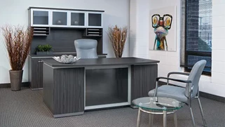 Office Suites WFB Designs Executive Office Suite - Bow Front Desk with Credenza and Hutch