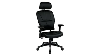 Ergonomic Task Chairs WFB Designs Bonded Leather Mid Back Chair with Adj. Headrest and Gunmetal Steel Base