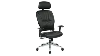 Ergonomic Task Chairs WFB Designs Bonded Leather Mid Back Chair with Adj. Headrest and Polished Aluminum Base