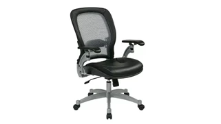 Ergonomic Task Chairs WFB Designs Light Mesh Back and Top Grain Leather Seat Office Chair