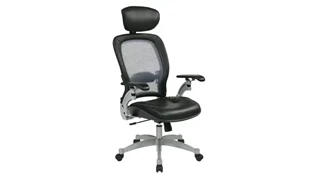 Ergonomic Task Chairs WFB Designs Light Mesh Back and Top Grain Leather Seat Office Chair with Headrest