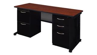 Computer Desks Regency Furniture 66in x 24in Teachers Desk with Double Pedestals