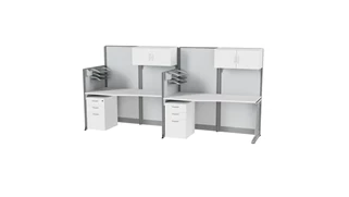 Cubicles Regency Furniture 2 Person In-Line Cubicle Workstation 130in W x 33in D with Storage