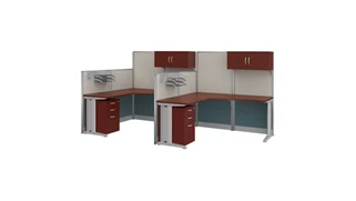 Cubicles Regency Furniture 2 Person F-Shaped Cubicle Workstation 129in W x 65in D with Storage