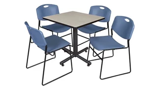 Cafeteria Tables Regency Furniture 30in Square Breakroom Table- Maple & 4 Zeng Stack Chairs